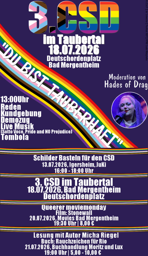 3. CSD im Taubertal, 18.07.2026 in Bad Mergentheim